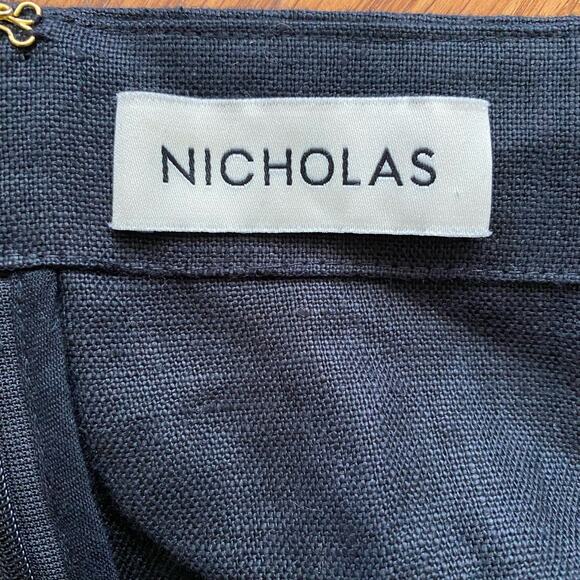 Nicholas Size US 6 Seta 100% Linen Wide Leg Cropped Jumpsuit Black - Picture 5 of 7